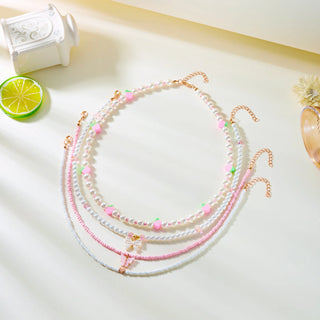 Strawberry Beaded Choker Necklace – Boho Y2K Summer Pearl Pendant