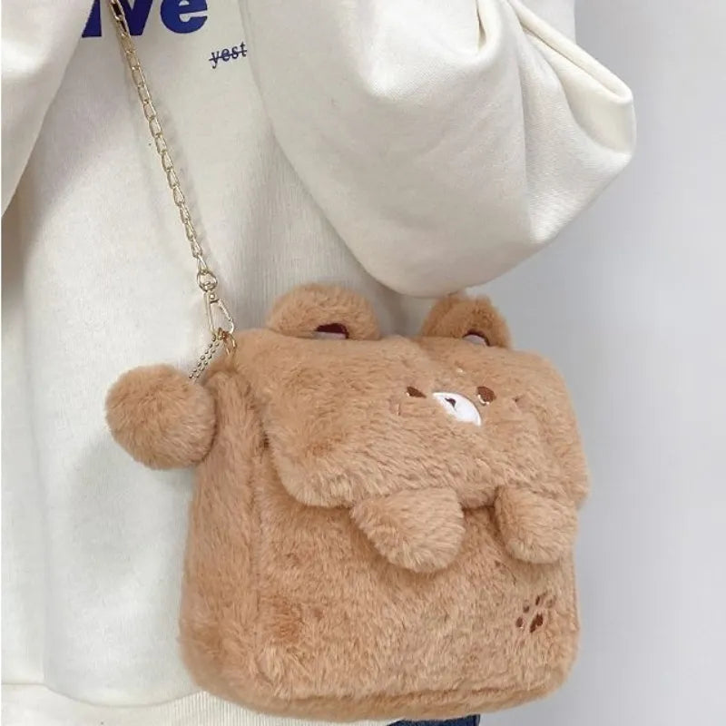 Aesthetic Messenger Bag With Stuffed Pendant And Pins Kawaii Crossbody Bag  For Women Girls School Messenger Bag