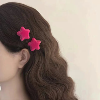 2pcs Sweet Pink Bow & Star Hair Clips