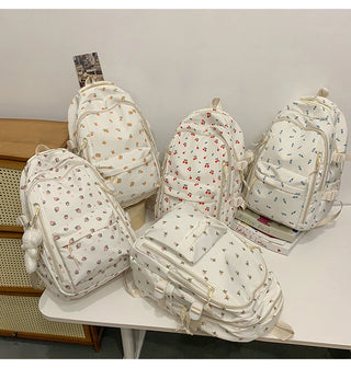 Petal & Fruit Print Backpack – Optional Bear Charm