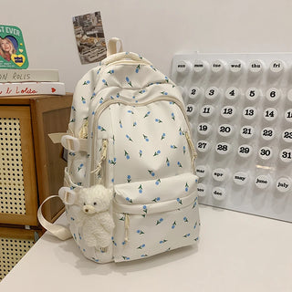 Petal & Fruit Print Backpack – Optional Bear Charm