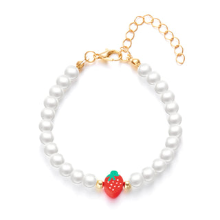 Strawberry Beaded Choker Necklace – Boho Y2K Summer Pearl Pendant
