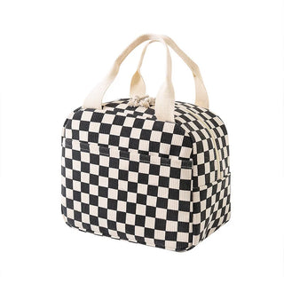 Floral Corduroy Insulated Lunch Bag with Front Pocket