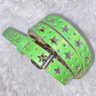 Y2K Pentagram Star Faux Leather Belt