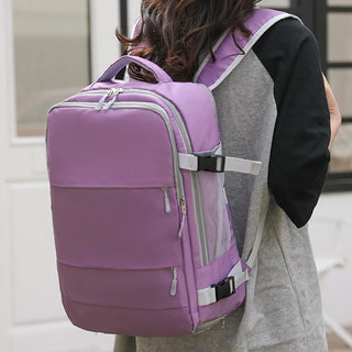 Pink Waterproof Travel Backpack for Women – Anti-Theft, USB Charging, Large Capacity Daypack with Luggage Strap