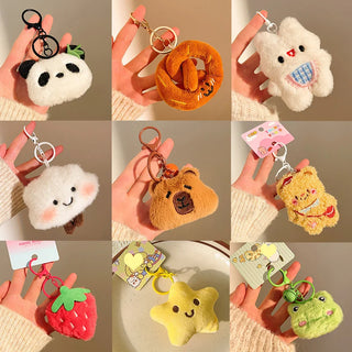 Kawaii Plush Keychains – Animal & Food Bag Charms