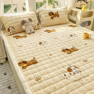 Cosy Printed Milk-Fleece Mattress Pad – Optional Pillowcase Set