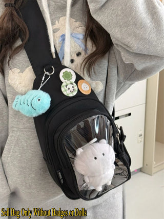 Kawaii ITA Bag – Japanese Plushie Doll Display Backpack & Crossbody Bag with Transparent Window