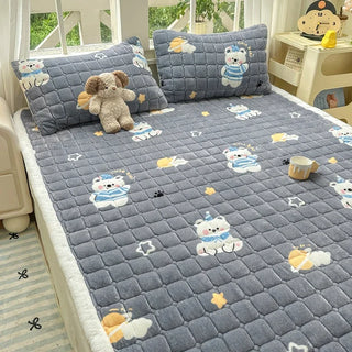 Cosy Printed Milk-Fleece Mattress Pad – Optional Pillowcase Set