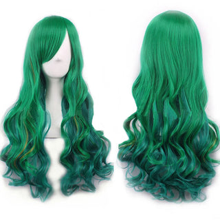 Ombre Rainbow Cosplay Wig with Bangs – Long Curly Synthetic Costume Wig