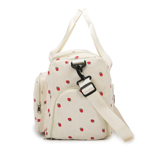Strawberry Corduroy Travel Tote Bag Gym Bag Travel Bag with Shoe Compartment