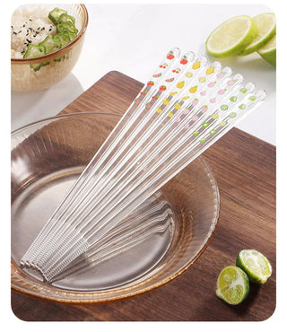 Transparent Crystal Fruit-Patterned Chopsticks