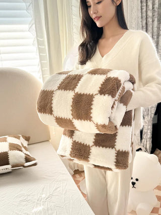 Cosy Check & Panda Fleece Blanket