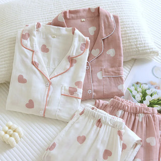 Sweet Hearts Cotton Long-Sleeve Pyjama Set