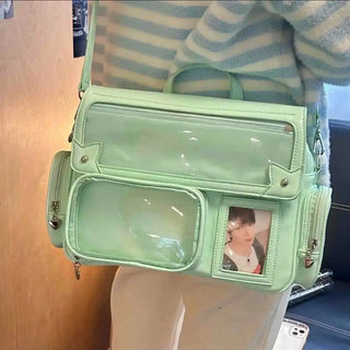 Y2K Kawaii Ita Crossbody Bag – Transparent Pocket Display Shoulder Bag