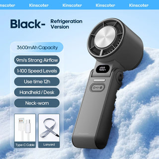 Portable Ice Cooling Handheld Fan USBC Charge with Lanyard