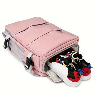 Pink Waterproof Travel Backpack for Women – Anti-Theft, USB Charging, Large Capacity Daypack with Luggage Strap