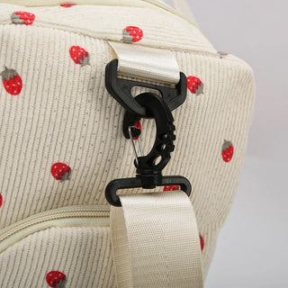 Strawberry Corduroy Travel Tote Bag Gym Bag Travel Bag with Shoe Compartment