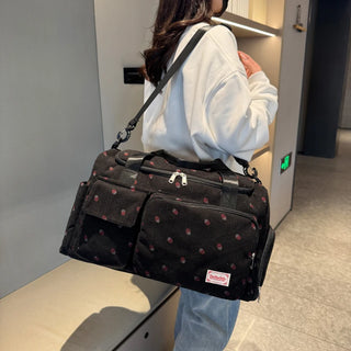 Strawberry Corduroy Travel Tote Bag Gym Bag Travel Bag with Shoe Compartment