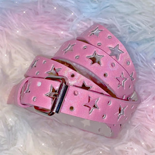 Y2K Pentagram Star Faux Leather Belt