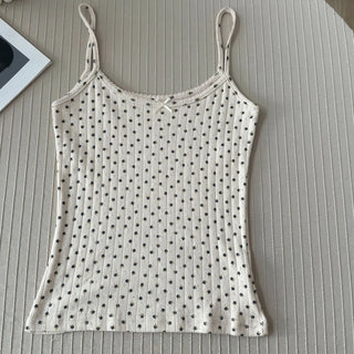Floral Eyelet Bow Cotton Cami Strap Top