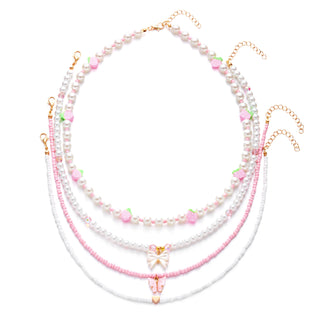 Strawberry Beaded Choker Necklace – Boho Y2K Summer Pearl Pendant