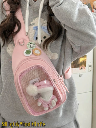 Kawaii ITA Bag – Japanese Plushie Doll Display Backpack & Crossbody Bag with Transparent Window