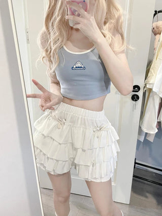 Y2K Sweet Ruffles Mini Skirt