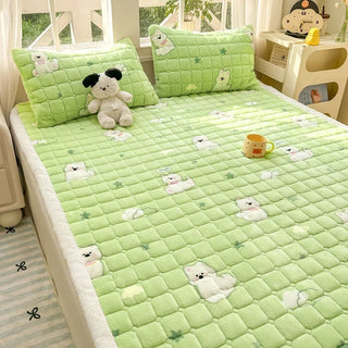 Cosy Printed Milk-Fleece Mattress Pad – Optional Pillowcase Set
