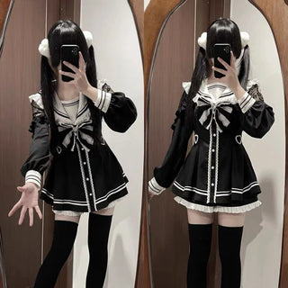Gothic Y2K Bow Dress & Shorts Set