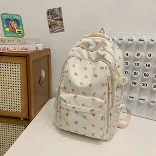 Petal & Fruit Print Backpack – Optional Bear Charm