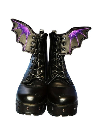 Bat Wing Shoe Charms – 1 Pair PU Sneaker & Skate Boot Decorations for Girls, Punk Emo Style