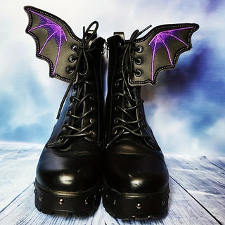 Bat Wing Shoe Charms – 1 Pair PU Sneaker & Skate Boot Decorations for Girls, Punk Emo Style