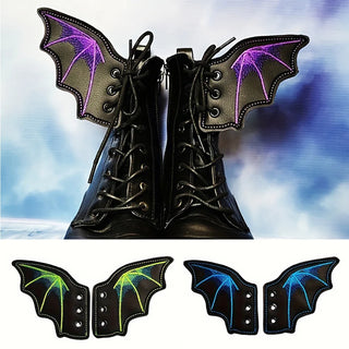 Bat Wing Shoe Charms – 1 Pair PU Sneaker & Skate Boot Decorations for Girls, Punk Emo Style