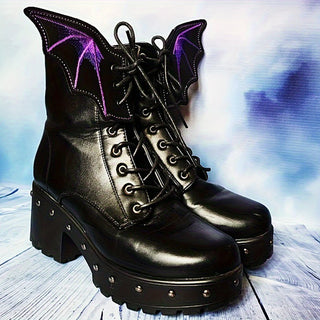 Bat Wing Shoe Charms – 1 Pair PU Sneaker & Skate Boot Decorations for Girls, Punk Emo Style