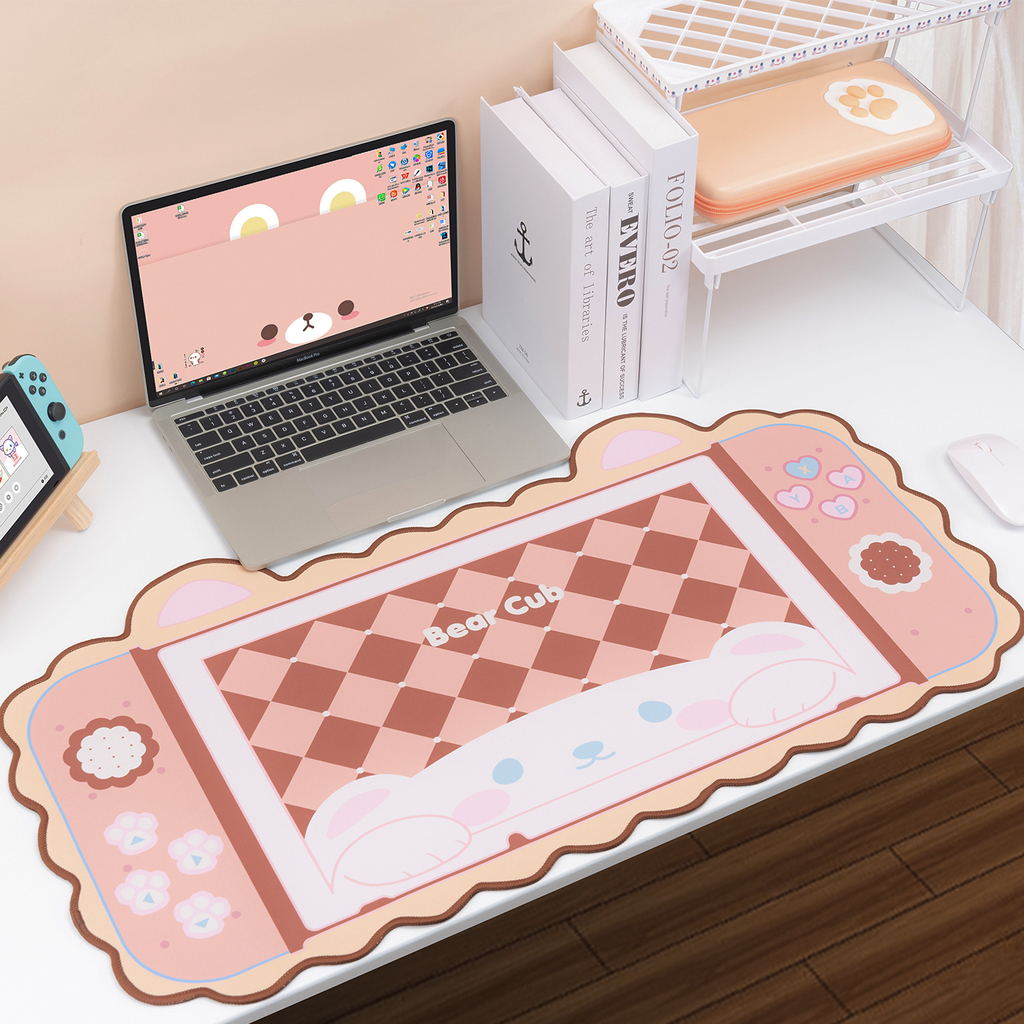 Bear Cub Coffee Milk Desk Table Mat Mouse Pad Home & Kitchen The Kawaii Shoppu