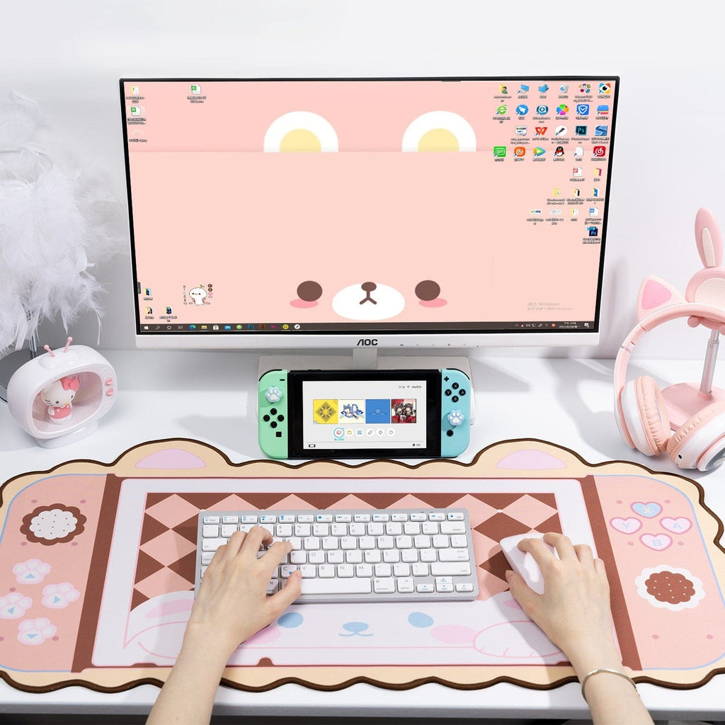 Bear Cub Coffee Milk Desk Table Mat Mouse Pad Home & Kitchen The Kawaii Shoppu