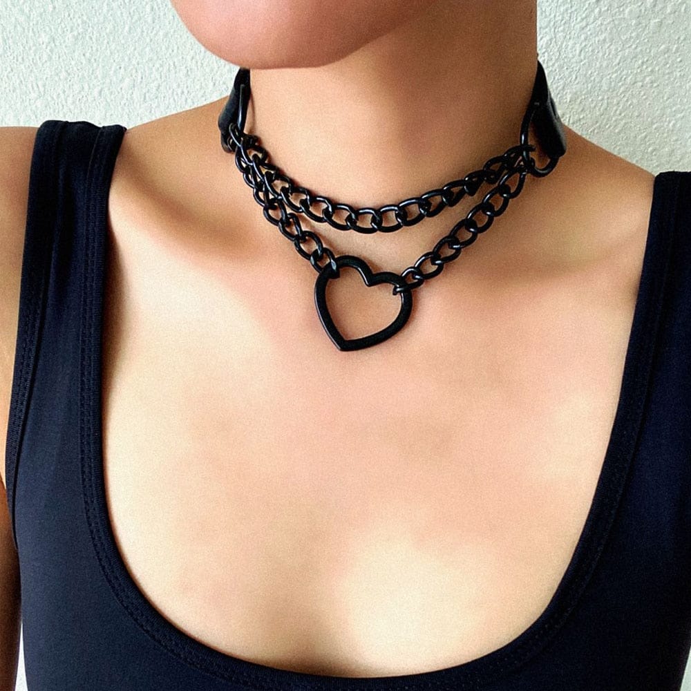 Black Heart Chain Choker Accessory The Kawaii Shoppu