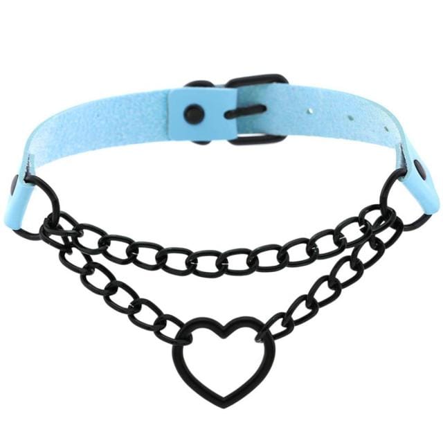 Black Heart Chain Choker light blue Accessory The Kawaii Shoppu