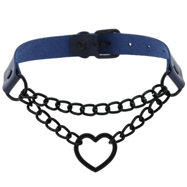 Black Heart Chain Choker navy Accessory The Kawaii Shoppu