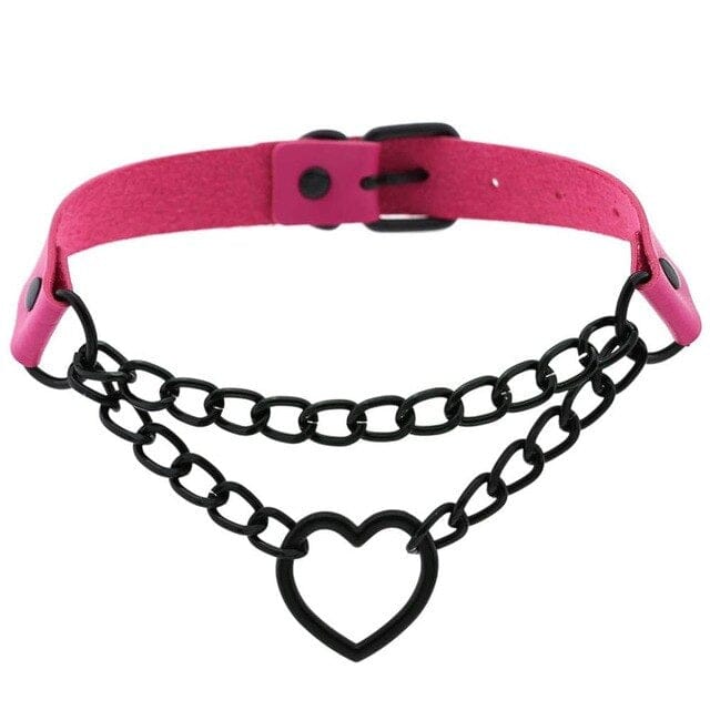 Black Heart Chain Choker rose red Accessory The Kawaii Shoppu