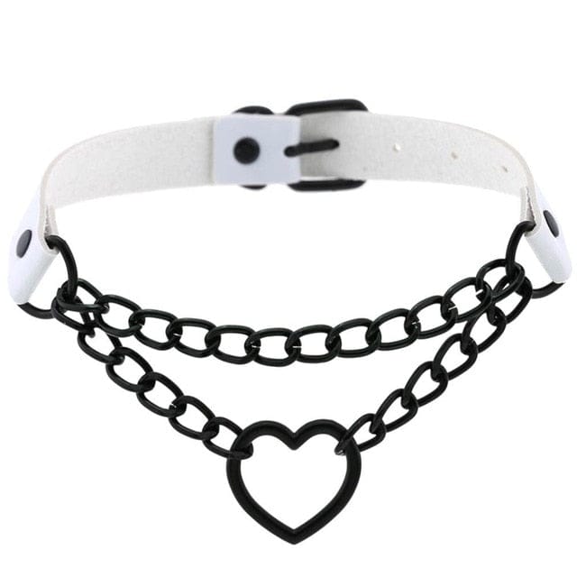 Black Heart Chain Choker white Accessory The Kawaii Shoppu