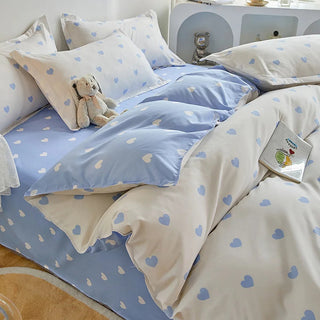 Blue Heart Print Duvet Cover Bedding Set Blue Heart set by The Kawaii Shoppu | The Kawaii Shoppu