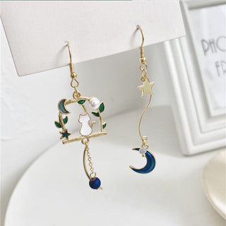 Blue Moon Swing Cat Earrings Accessory The Kawaii Shoppu
