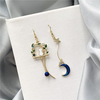 Blue Moon Swing Cat Earrings Accessory The Kawaii Shoppu