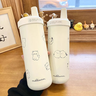 Bubble Meow – 850ml Cat Thermal Bottle with Straw Lid