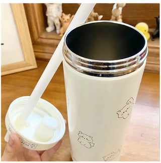 Bubble Meow – 850ml Cat Thermal Bottle with Straw Lid