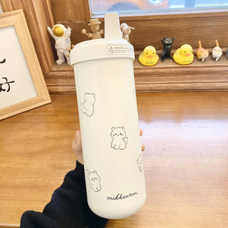 Bubble Meow – 850ml Cat Thermal Bottle with Straw Lid