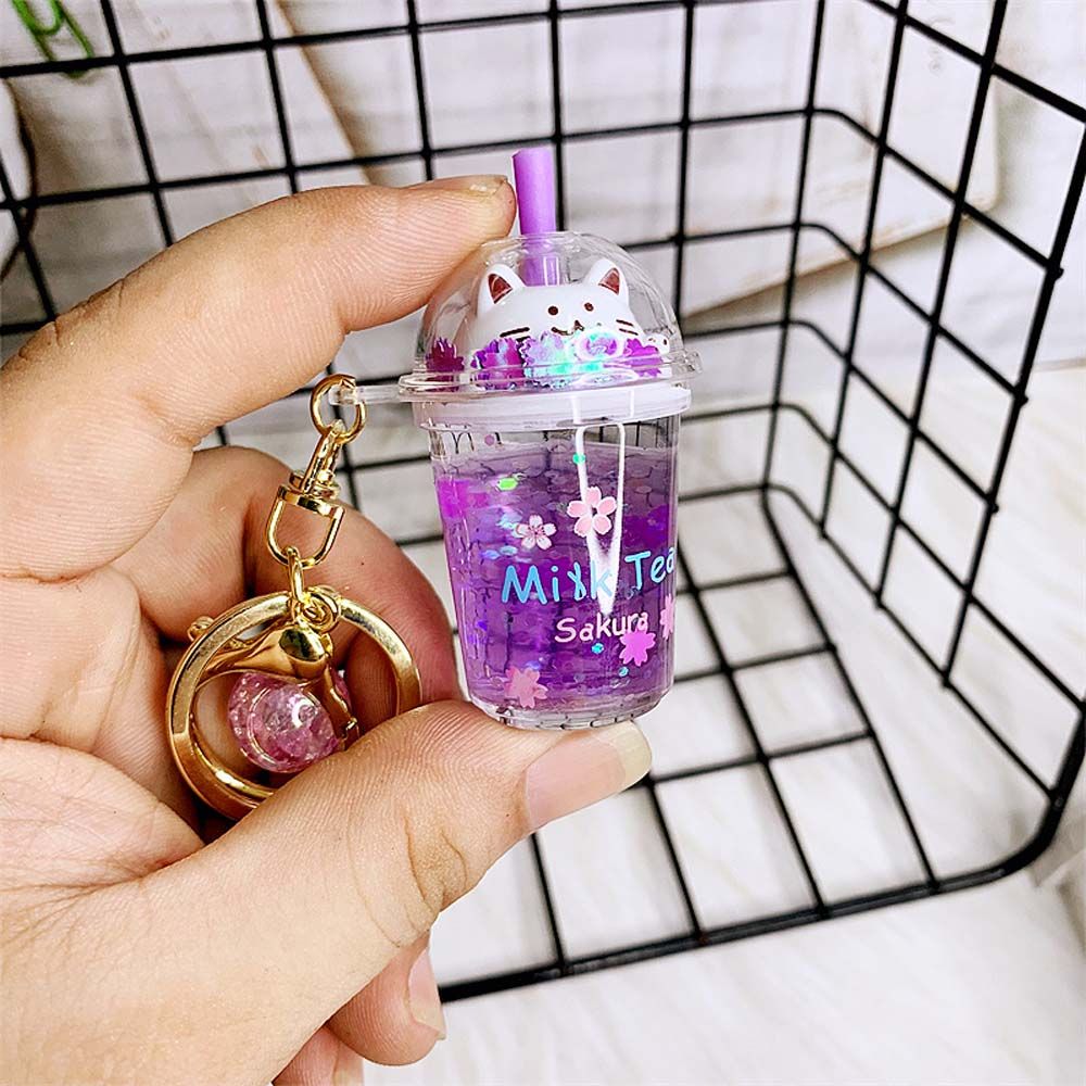 Bubble Tea Boba Cat Liquid Keychain purple Toy by The Kawaii Shoppu | The Kawaii Shoppu