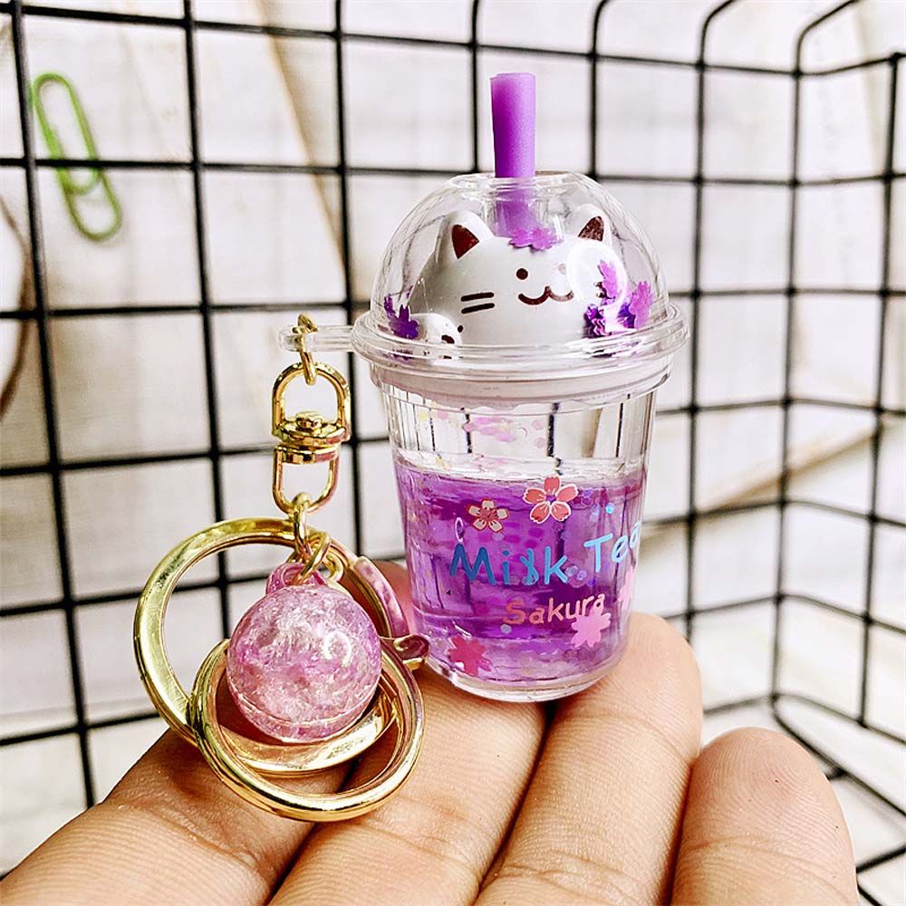 Bubble Tea Boba Cat Liquid Keychain Toy by The Kawaii Shoppu | The Kawaii Shoppu